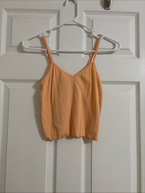 Kids Sleeveless V-Neck Peach Crop Tank Top
